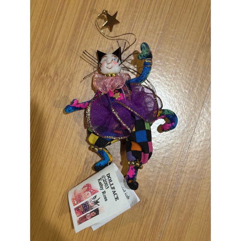 Kathy Ross Dollface Cat Entertainer Art Doll Pin Brooch Ornament Vintage 2003